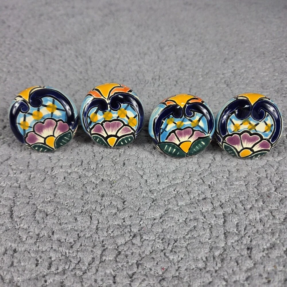 Talavera Door Knob Set Hand Painted Mexican Art Colorful